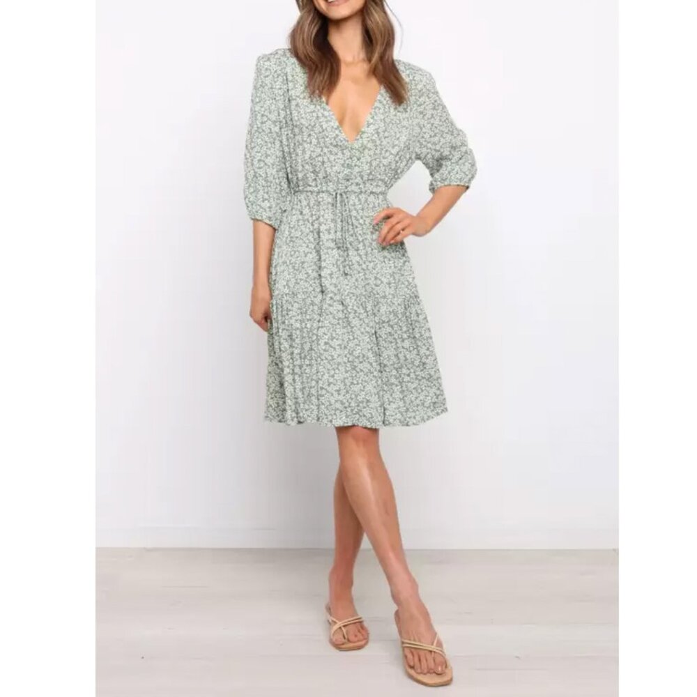 Petal & Pup Despina Dress | Green Floral Print